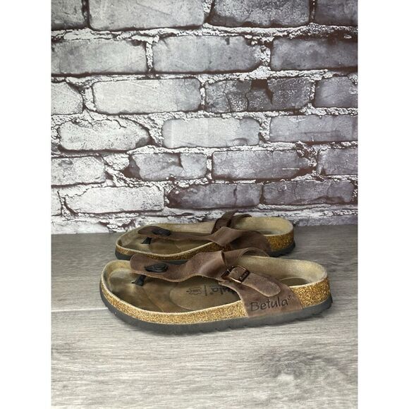 Betula Birkenstock Gizeh Brown Leather Cork Thong Sandals Women Sz 38EU/7.5M US - Picture 14 of 16
